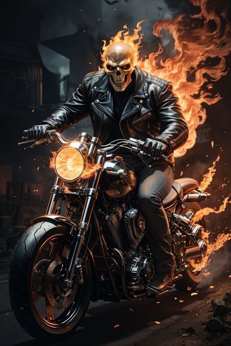 Rider Tattoo, Ghost Rider Tattoo, Photo To Cartoon Photoshop, Phoenix Bird Art, Ghost Rider Pictures, Ghost Rider Wallpaper, Helloween Wallpaper, Vintage Motorcycle Posters, Dark Background Wallpaper