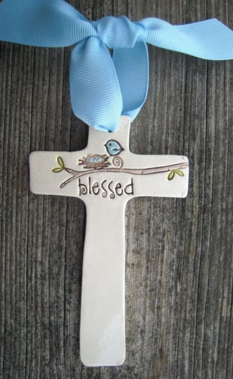 Cross Ideas, Clay Cross, Ceramic Crosses, Christian Crafts, Cross Art, Crosses Decor, Clay Ornaments, Ceramics Pottery Art, Ceramics Ideas Pottery