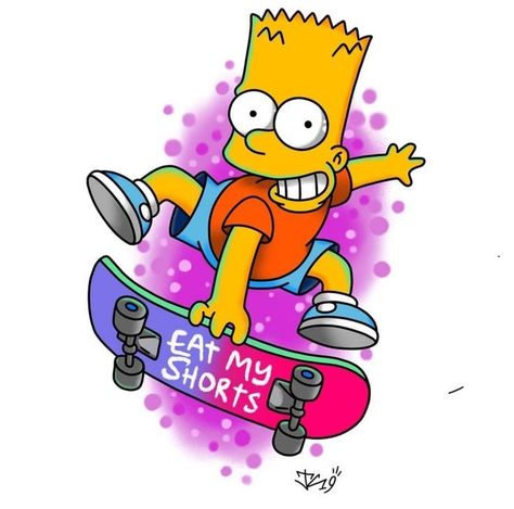 Bart Simpson Eat My Shorts, Eat My Shorts Tattoo, The Simpson Drawing, Bart Simpson Tattoo, Homer Simpson Drawing, Bart Simpson Drawing, The Simpsons Characters, Yellow Cartoon Characters, Eat My Shorts