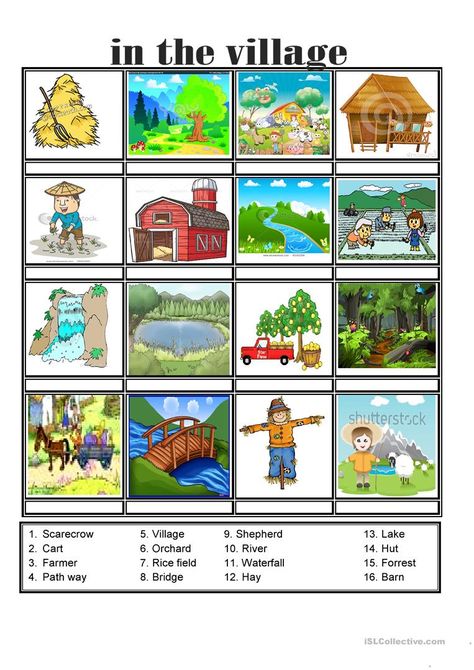 in the village - English ESL Worksheets Worksheet For Class 2, Activity Village, All About Me Preschool, Special Educational Needs, Semester 2, Special Needs Students, Kindergarten Lessons, Summer Vacations, Reading Comprehension Worksheets