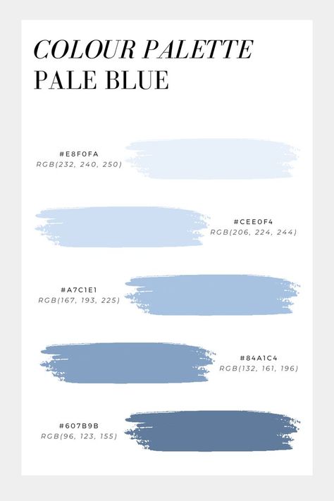 Cool Tone Pastel Color Palette, Wedding Color Palette Hex Codes, Pastel Blue Color Code, Dusty Blue Hex Code, Colour Palette Rgb Code, Pastel Blue Hex Code Palette, Blue Hex Codes Aesthetic, Pastel Blue Shades Colour Palettes, Blue Canva Pallete