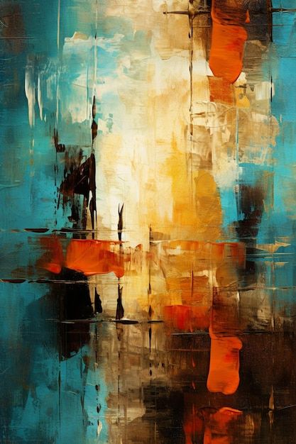 An abstract painting with a blue backgro... | Premium Photo #Freepik #photo #abstract-background #palette-knife #paint-strokes #abstract-banner Colour Palette Painting, Painting Knife Art, Abstract Painting Color Palette, Orange Blue Painting, Blue Orange Painting, Blue And Orange Painting, Abstract Knife Painting, Blue Paintings On Canvas, Blue And Orange Art