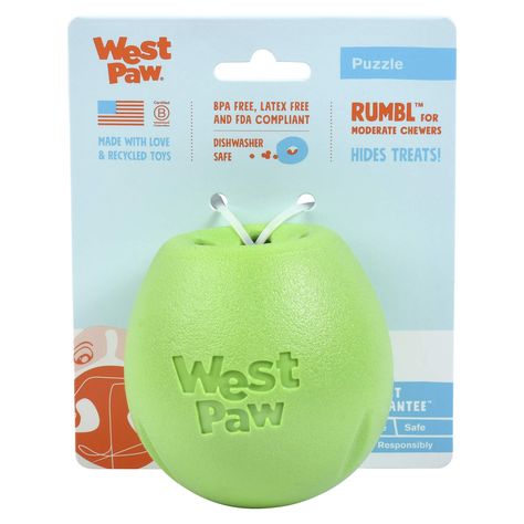 PRICES MAY VARY. SLOW-FEEDER DOG CHEW TOYS FOR MODERATE CHEWERS: Give your playful pup something to keep him busy and well-fed with this Zogoflex Rumbl treat-dispensing dog toy. This hollow and squishy dog toy offers a slow-feeding solution that prompts your canine to work to get his food. INTERACTIVE CHEW TOYS FOR DOGS: If you have dog or playful pup who loves to gnaw and chew at home, safeguard your furniture by giving him this brightly-colored chew toy that traps food inside and will occupy p Stimulating Dog Toys, Chew Toys For Puppies, West Paw Dog Toys, Chew Toys For Dogs, West Paw, Expensive Dogs, Slow Feeder, Dog Enrichment, Dog Chew