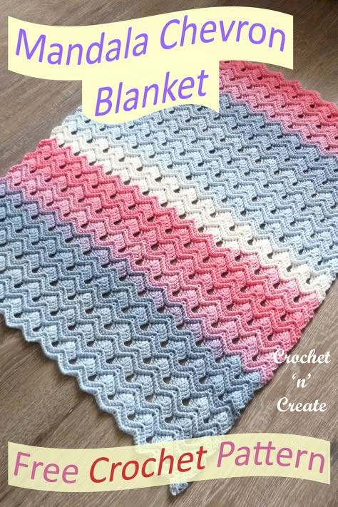 Free mandala chevron crochet blanket pattern, will be ideal for your next baby gift. Pin it to your appropriate boards. #crochet #crochetncreate #crochetblanket #crochetbaby Glow Blanket, Chevron Crochet Blanket Pattern, Making Blankets, Crochet Blanket Chevron, Crocheted Afghans, Baby Afghan Crochet Patterns, Owl Crochet, Frosty Morning, Crochet Baby Blanket Free Pattern