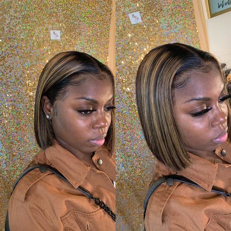 Black Bob Wig With Highlights, Brown Blonde Bob Black Women, Eyelash Names, Natural Hair Bob, Frontal Wig Hairstyles, Classy Hairstyles, Quick Weave Hairstyles, Short Sassy Hair, Sassy Hair