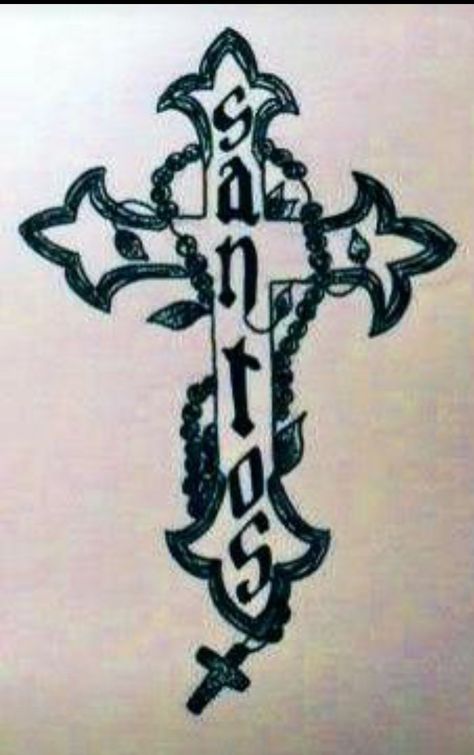 Santos Tattoo On My Block, On My Block Drawings, On My Block Santos Tattoo, Westside Drawing, On My Block Tattoo, Santos Cross, Latina Drawing, Cholo Tattoo Ideas, Chicana Drawings