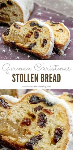 German Raisin Bread, German Stollen Recipe Christmas, Christmas Sweet Bread Recipes, Stollen Bread Recipe, German Sweet Bread, German Stollen Recipe, German Christmas Cake, German Holiday Recipes, Stollen Recipe Germany