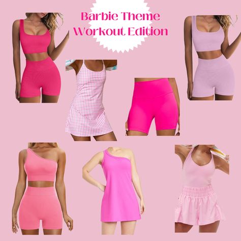 Barbie Athletic Outfit, Barbie Workout, Workout Sets For Women, Athletic Outfit, Barbie Inspired, Barbie Outfits, Barbie Theme, Pink Barbie, Workout Outfits