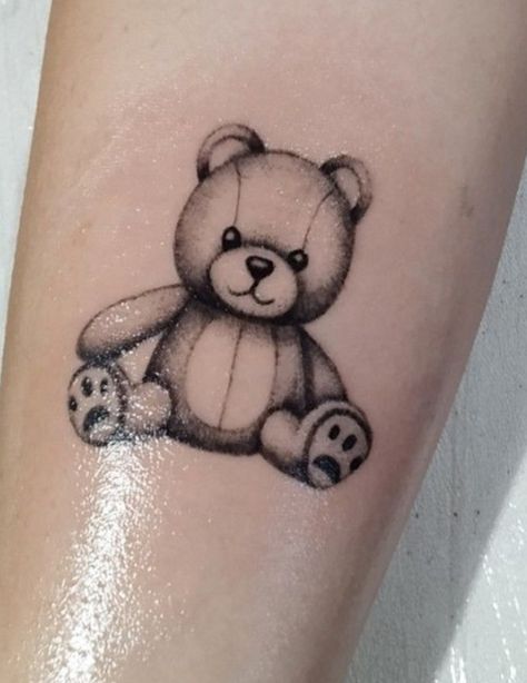 Teddy Bear Tattoo, Memorial Tattoo Designs, Bear Tattoo Designs, Tattoos With Kids Names, Bear Tattoos, Tattoo For Son, Spine Tattoos For Women, Bear Tattoo, Fairy Tattoo