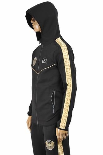 EMPORIO ARMANI Men's Zip Up Hooded Tracksuit 134 Track Suit Design For Men, Men's Luxury Functional Track Jacket, Track Suit Men Sports, Luxury Casual Track Jacket With Double-lined Hood, Armani Clothes, Mens Jogging Suits, Sports Tracksuits, Mens Designer Clothes, Armani Tracksuit