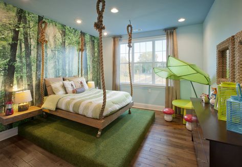 Journey into this jungle themed kid's room (The Chelsea - Horsham Valley Estates, PA) Jungle Book Bedroom, Rainforest Theme Bedroom, Rainforest Room Ideas, Girls Jungle Room, Rainforest Bedroom Ideas, Jungle Toddler Room, Jungle Room Ideas, Girls Jungle Bedroom, Rainforest Bedroom