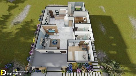 3bedroom House Plans Modern Bungalow, 3bedroom House Plans Modern, House Design Plans, Modern Bungalow House Design, Crazy Houses, 3d House Plans, Modern Bungalow House, Architectural House Plans, Plans Modern