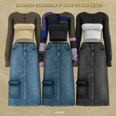 Sims 4 Cc Cargo Skirt, Sims 4 Cargo Skirt, Jean Skirt Sims 4 Cc, Sims 4 Cc 2023, Pants Sims 4 Cc, Euno Sims, Maxi Cargo Skirt, Long Skirt Jeans, Sims 4 Cc Patreon