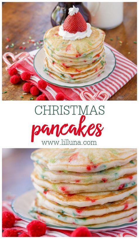 Christmas Pancake Recipe, Christmas Morning Kids Breakfast, Christmas Morning With Kids, Christmas Food To Make With Kids, Easy Christmas Pancakes, Fun Christmas Recipes For Kids, Christmas Pancake Breakfast, Fun Christmas Morning Breakfast, Christmas Breakfast Ideas Pancakes