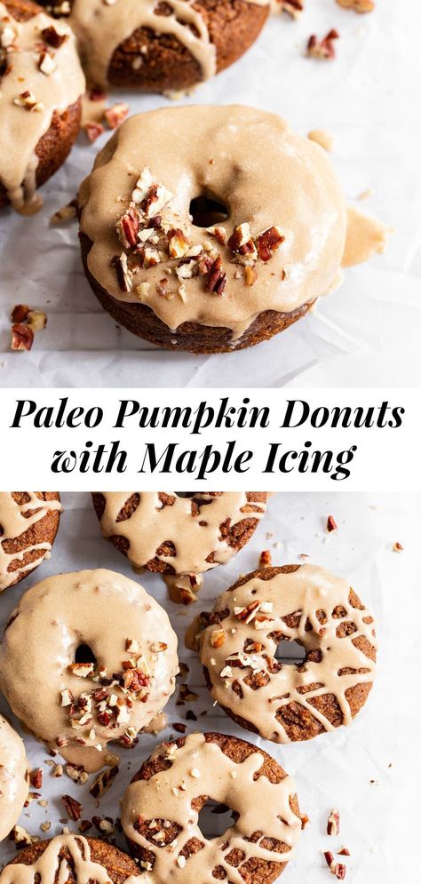 Paleo Pumpkin Recipes, Pumpkin Recipes Dinner, Maple Icing, Dairy Free Pumpkin, Pumpkin Spice Donut, Pumpkin Coffee Cakes, Paleo Baking, Paleo Pumpkin, Maple Sugar