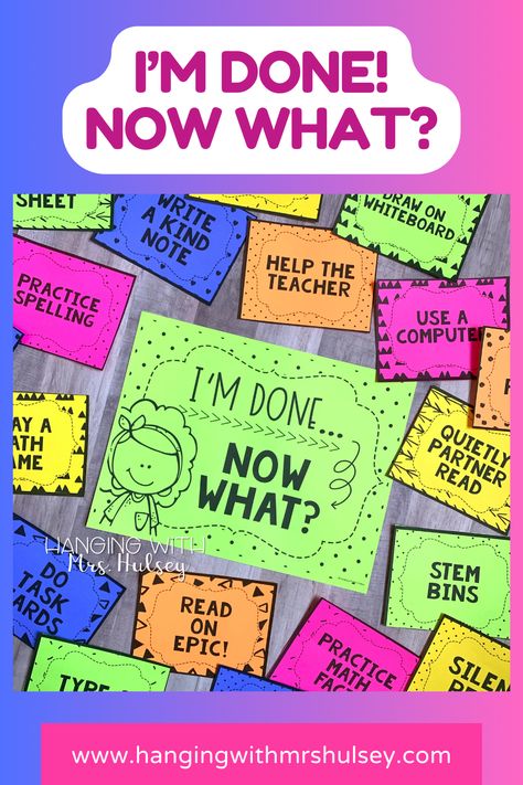 It’s the question every teacher dreads… “I’m done, what do I do?” At the beginning of each school year I have my students help me complete an anchor chart titled “When I’m Done” and we fill it with all kinds of ideas! I created these mini posters to hang up on my white board to help my early finishers know what they could do! Early Finishers Anchor Chart, Early Finisher Activities, Mini Posters, Early Finishers Activities, First Day Of School Activities, Anchor Chart, Early Finishers, Teacher Ideas, Have A Blessed Day