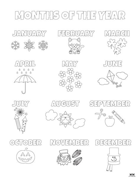 Months of the Year Worksheets & Printables | Printabulls Learning The Months Of The Year For Kids, Months Activities Worksheets, Months Worksheets For Grade 1, Coloring Months Of The Year, Today Is Worksheet Free Printable, Month Of The Year Coloring Pages, Learning Months Of The Year Preschool, Months Of The Year For Preschoolers, Months For Preschool