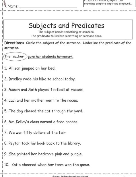 Subject Predicate Worksheet 2nd Grade, Predicate And Subject, Subject And Predicate Worksheets Grade 2, Subject And Predicate Activities, Subject And Predicate Worksheet, 4th Grade Language Arts, Simple Subject And Predicate, Worksheets For Second Grade, Complete Subject And Predicate