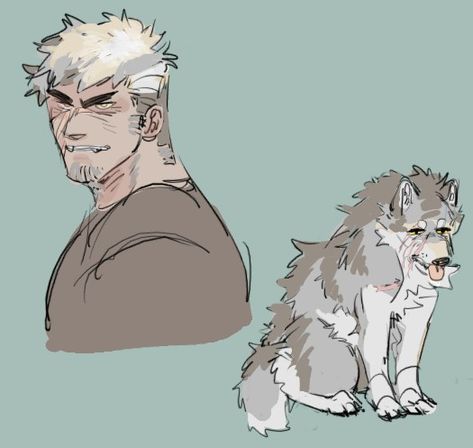 Werewolf Drawing Character Design, Wolf Man Drawing, Werewolf Oc Character Design, Werewolf Art Character Design Male, Werewolf Oc Male Human, Werewolf Human Form, Werewolf Boyfriend Art, Jock Character Design, Blonde Werewolf