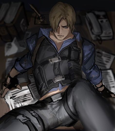 Leon Scott Kennedy | Video Game: Resident Evil Person Bending Over Reference, Leon Resident Evil, Albert Wesker, Resident Evil Collection, Resident Evil Game, Resident Evil Leon, 흑백 그림, Sanya, X Reader