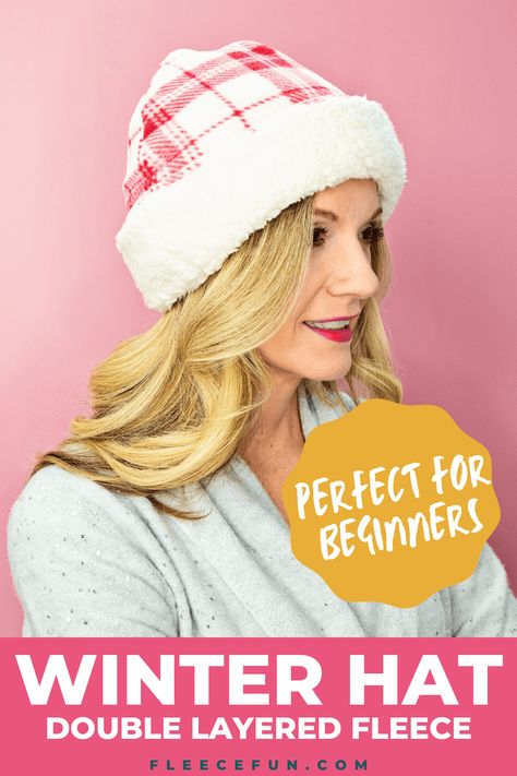 Sewing Fleece Hats, Diy Winter Hats, Fleece Hat Pattern, Fleece Sewing Projects, Cat Hat Pattern, Scarf Sewing Pattern, Hat For Winter, Hat Diy, Fleece Hats