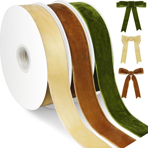 PRICES MAY VARY. Quantity and size: this Christmas velvet ribbon set contains 3 rolls of ribbons in classic color, and the size of each roll is 10 yard, and the width of Christmas velvet ribbon is 1 inch, namely you will receive 30 yards of ribbons in total, you can cut them into desired lengths as will; Please trim these ribbons before use, candle or hot iron can be applied to prevent drawing Soft quality material: these solid color ribbons are made of velvet; The texture is soft, and one side Wreaths With Velvet Ribbon, Bows For Trees Christmas, Velvet Ribbon Christmas Tree, Christmas Velvet Ribbon, Velvet Bow Christmas, Ribbon Christmas Tree, Christmas Velvet, Wreath Bows, Ribbon Tree