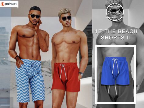 The Sims Resource - [PATREON] Hit The Beach - Shorts II *Early Access* Sims 4 Clothing Sets, Sims 4 Studio, Mens Bathing Suits, Swimsuits Outfits, Mens Swim Shorts, Boys Swim, Sims 4 Clothing, Mens Swim Trunks, Sims 4 Cc