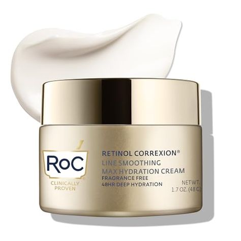 RoC Retinol Correxion Max Hydration Anti-Aging Daily Face Moisturizer with Hyaluronic Acid, Fragrance-Free, Oil Free Skin Care, 1.7 Ounces (Packaging May Vary) Roc Retinol Correxion, Roc Retinol, Fragrance Free Moisturizer, Retinol Moisturizer, Anti Aging Moisturizer, Anti Aging Face, Skin Care Cream, Deep Wrinkles, Hydrating Cream