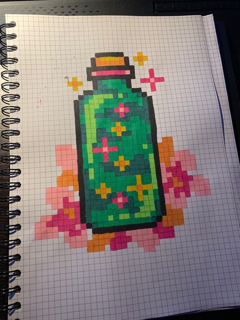 Cool Small Pixel Art, Pixel Art Potion Bottle, Cute Graph Paper Drawings, Pixel Drawing Aesthetic, Cute Pixel Drawing, Pixel Art Aesthetic Easy, Pixel Art Ideas Cute, Cute Pixel Art Aesthetic, Pixel Candy