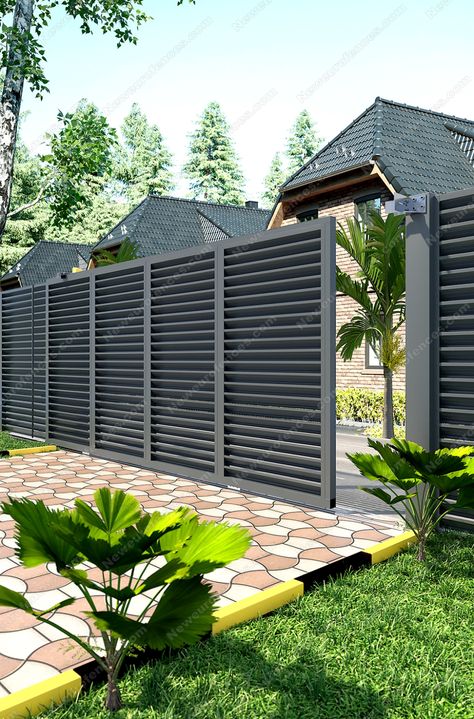 Louvered Fence, Privacy Gates, Small Office Design Interior, Privacy Fence Panels, Outdoor Gate, Louvered Shutters, Small Office Design, Chassis Fabrication, House Gate