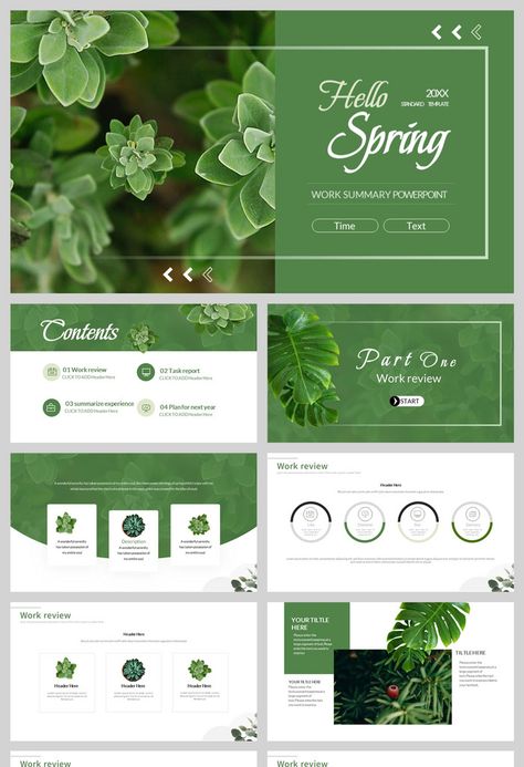 Green Spring Hello Fresh PPT Template#pikbest#PowerPoint#Business# Green Ppt Template, Green Powerpoint, Simple Powerpoint Templates, Green Marketing, Presentation Slides Design, Powerpoint Business, Presentation Design Layout, Slides Design, Portfolio Design Layout