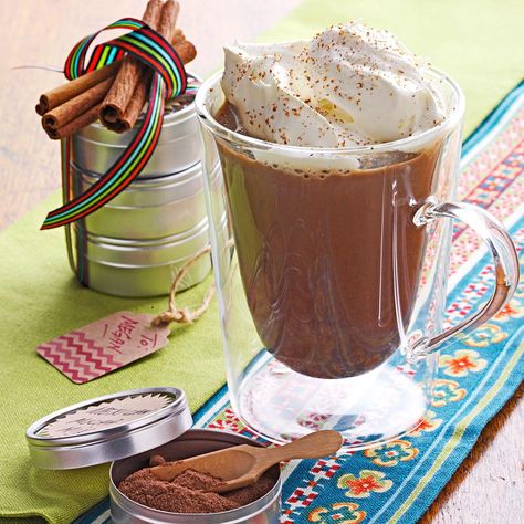 Mexican Mocha Mix Recipe -This mix of coffee and cocoa is a wonderful alternative to traditional hot chocolate. —Maria Regakis, Somerville, Massachusetts Mexican Mocha Recipe, Mocha Mix Recipe, Mexican Mocha, Coffee Homemade, Cinnamon Hot Chocolate, Somerville Massachusetts, Mocha Recipe, Mexican Coffee, Mexican Chocolate