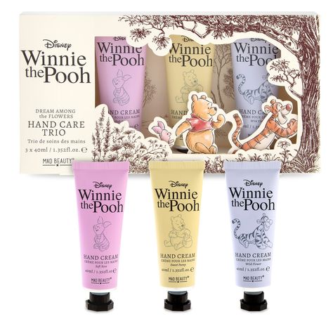 PRICES MAY VARY. Sweet Smell of Childhood – Return to the soft world of Winnie the Pooh with this trio of hand creams, scented with Wildflower, Peony, and Rose. Moisturizing Magic – Life is sweet, so show your hands some love by applying these revitalizing and hydrating hand creams in the morning, before bed, or on-the-go! Perfect Gift – This hand cream set comes in beautiful packaging and makes for a lovely gift for any Disney and Winnie the Pooh fans in your life. 100% Cruelty-Free Products – Flower Scent, Hand Creams, Cruelty Free Cosmetics, Soft Rose, Skin Care Gifts, Cream Lotion, Gift Finder, Disney Winnie The Pooh, Before Bed