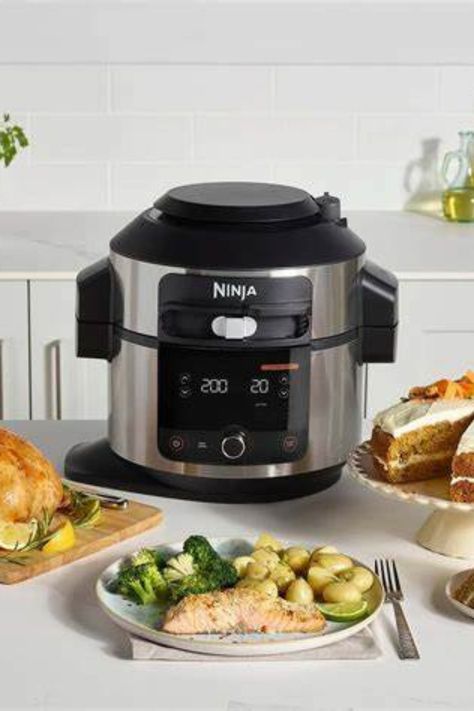 MULTI COOKER WITH SALMON ON A PLATE IN FRONT AS DISPLAY Healthy Starters, Homemade Jerky, Vegetable Crisps, Slow Cooked Pork, Convection Cooking, Steam Cooking, Electric Pressure Cooker, Smart Cooking, Ninja Foodi