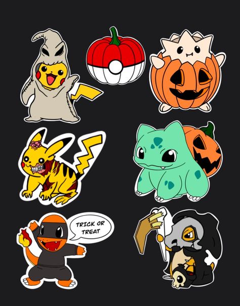 Pokémon Clip Art, Pokemon Halloween Art, Halloween Pokemon Tattoo, Pokemon Halloween Decorations, Halloween Pokemon Art, Halloween Sticker Ideas, Spooky Pokemon, Halloween Cover Photos, Pokemon Fantasma