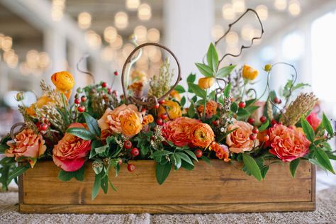 Eb718e2c 2f72 11e7 b589 12072ec58d1a~rs 729 Ideas For Flowers, Thanksgiving Floral, Rustic Wooden Box, Orange Bouquets, Table Arrangements Wedding, Orange Table, Fall Flower Arrangements, Home Floral Arrangements, Flowers Arrangements