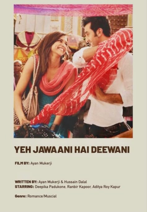 Bollywood Classic Movies, Yjhd Poster, Bollywood Movie Aesthetic, Yeh Jawaani Hai Deewani Aesthetic, Bollywood Film Posters, Bollywood Movie Posters, Indian Movies Bollywood, Movie Polaroids, Bollywood Poster