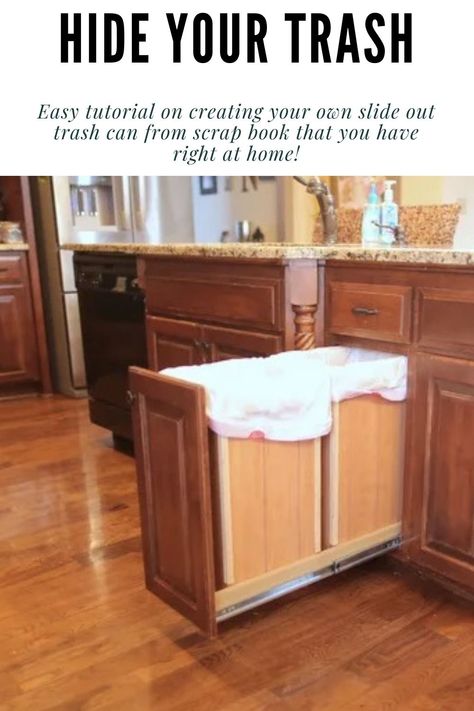 DIY Double Trash Can Cabinet (tutorial with pictures step by step) Double Trash Can Cabinet, Double Trash Can, Hide Trash Cans, Can Cabinet, Pull Out Trash Cans, Trash Can Cabinet, Narrow Cabinet, Custom Cabinet, Kitchen Games