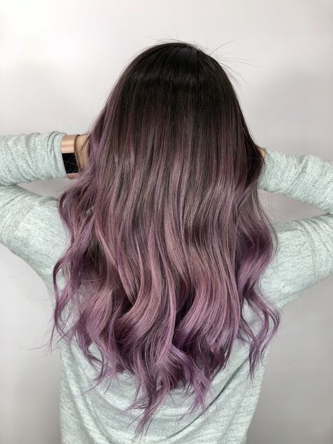 Lilac Balayage Brunettes, Lilac Balayage, Violet Balayage, Shatush Hair, Balyage Long Hair, Trend Hairstyle, Ombré Balayage, V Hair, Lilac Hair