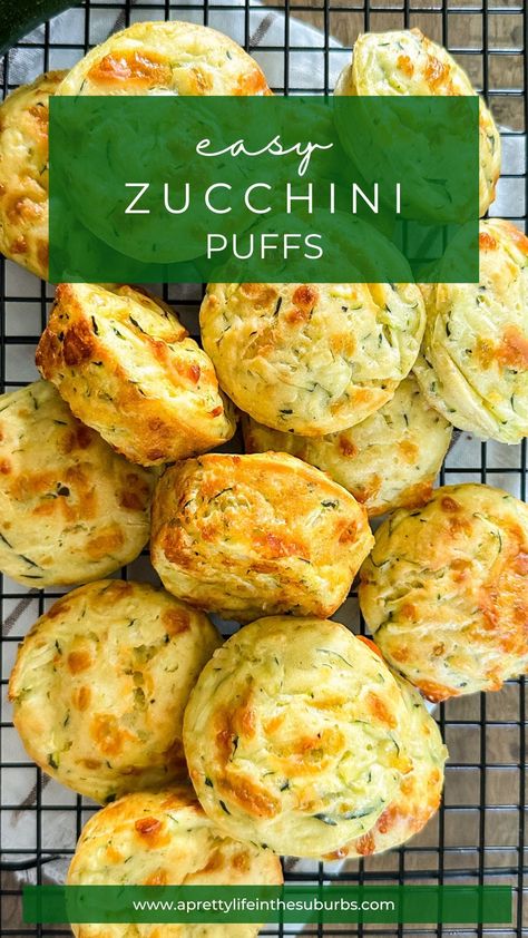 Zucchini Puffs Zucchini Puffs, Zucchini Rolls, Zucchini Cheese, Fresh Zucchini, No Cook Appetizers, Cheesy Zucchini, Puff Recipe, Easy Zucchini, Cheese Puffs