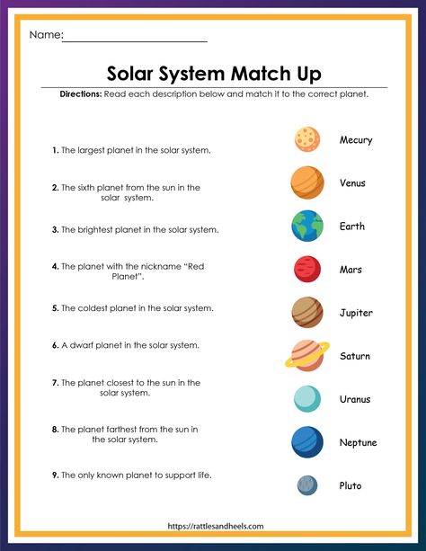 Free Solar System Worksheets for Kids - Rattles & Heels Worksheet On Solar System For Grade 3, Teaching The Solar System, Solar System Worksheets For Grade 3, Planet Worksheets Free Printable, Solar System Worksheets For Kids, Solar System Printables, Planets For Kids, Solar System Kids, Solar System Pictures