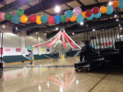 "The Greatest Show On Turf" circus theme homecoming. Rally gym decorations… Pep Rally Decorations Gym, Middle School Dance Themes, Gym Decorating Ideas, Pep Rally Themes, School Dance Themes, Middle School Dance, Rally Idea, Homecoming Themes, Target Decor