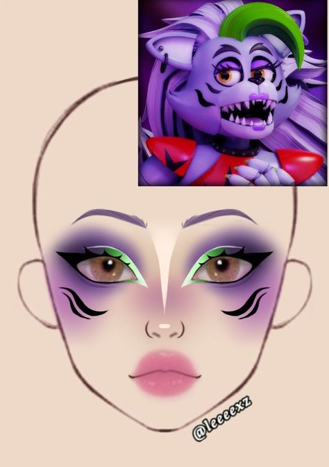 Roxy Makeup Fnaf, Roxanne Wolf Makeup, Danganronpa Makeup, Monster High Eye Makeup, Monster High Inspired Makeup, Fnaf Makeup, Monster High Makeup Looks Draculaura, Monster High Makeup Frankie, Wolf Makeup