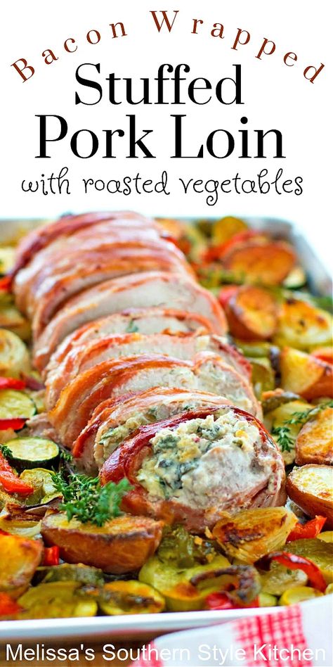 Bacon Wrapped Stuffed Pork Loin Crockpot Stuffed Pork Loin, Bacon Wrapped Pork Roast In Oven, Pork Loin Stuffed Recipes, Rolled Pork Loin Recipes, Stuffed Bacon Wrapped Pork Tenderloin, Bacon Wrapped Pork Loin In Oven, Pork Loin Roast Stuffed, Rolled Stuffed Pork Loin, Stuffed Pork Loin Recipes Oven