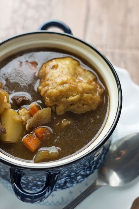 Beef vegetable soup with dumplings is super comforting & the perfect recipe for a Sunday treat. It's flavoured with rosemary & hearty from the potatoes.