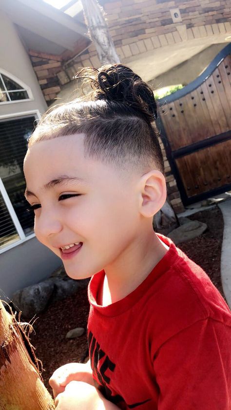 Toddler Man Bun, Kids Man Buns, Man Bun With Fade, Toddler Boy Long Hair, Man Bun Haircut, Kids Hairstyles Boys, Cool Boys Haircuts, Man Bun Hairstyles, Toddler Boy Haircuts