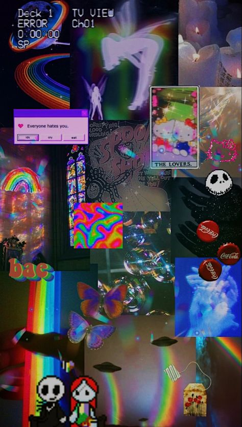 Grunge Y2k Wallpaper Iphone, Dark Indie Aesthetic Wallpaper, Edgy Backgrounds Aesthetic, 2010 Aesthetic Wallpaper, Disco Aesthetic Wallpaper, Neon Collage Wallpaper, Trippy Asethic Wallpaper, Rainbow Aesthetic Wallpaper, Bright Indie Wallpaper