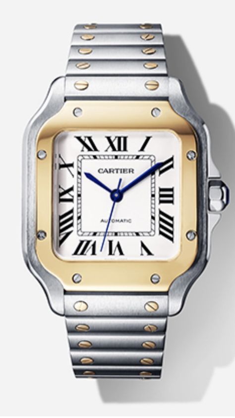 Cartier Santos Dumont, Cartier Calibre, Cartier Santos, Gold Watch Men, Cartier Watch, Fine Watches, Yellow Gold Bracelet, Bezel Diamond, White Dial