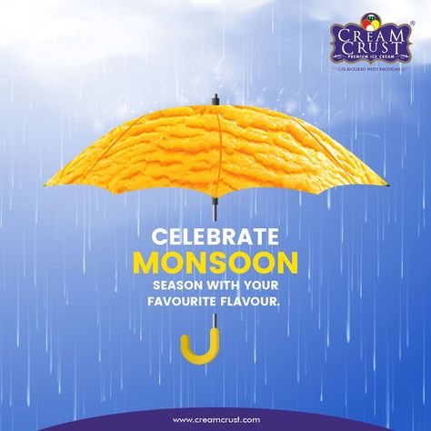 Monsoon Creative Ads, Monsoon Creatives, Oil Ads, Creative Marketing Campaign, Monsoon Season, Premium Ice Cream, Festival Ideas, Social Post, Creative Marketing