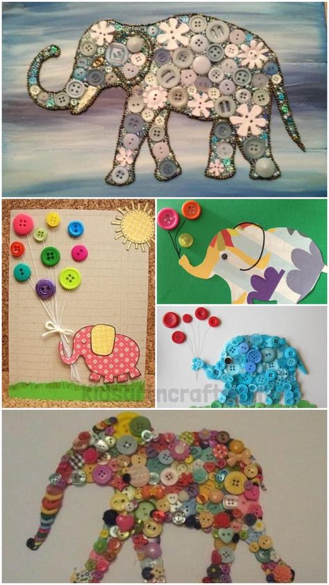 Recycled Button Elephant Crafts Elephant Craft For Adults, Elephant Arts And Crafts For Kids, Safari Crafts For Older Kids, Culture Activities For Preschool, Elephant Arts And Crafts, Elephant Crafts For Preschool, Collage Crafts For Kids, Elephant Crafts For Kids, Elephant Activities